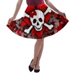 Skull Romance  A-line Skater Skirt