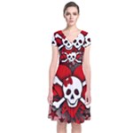 Skull Romance  Short Sleeve Front Wrap Dress