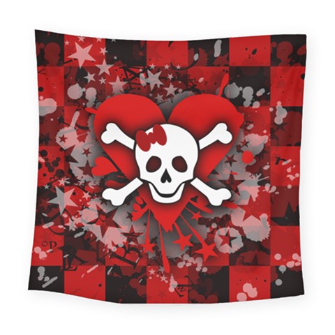 Skull Romance  Square Tapestry (Large) from ArtsNow.com