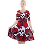 Skull Romance  Quarter Sleeve A-Line Dress