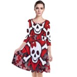 Skull Romance  Quarter Sleeve Waist Band Dress