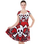 Skull Romance  Cap Sleeve Midi Dress