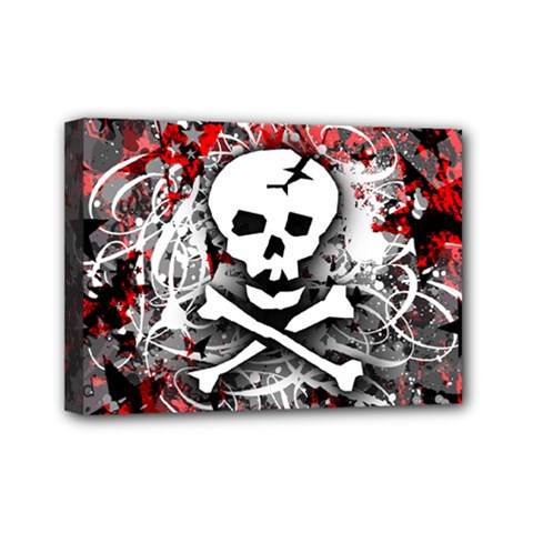 Skull Splatter Mini Canvas 7  x 5  (Stretched) from ArtsNow.com