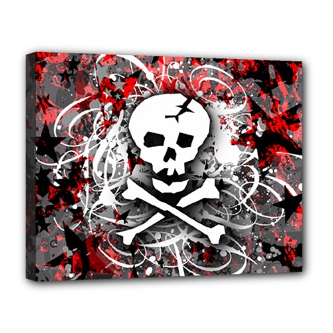 Skull Splatter Canvas 14  x 11  (Stretched) from ArtsNow.com