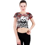 Skull Splatter Crew Neck Crop Top