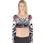 Skull Splatter Long Sleeve Crop Top