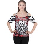 Skull Splatter Cutout Shoulder Tee