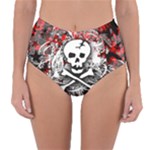 Skull Splatter Reversible High-Waist Bikini Bottoms