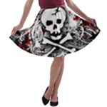 Skull Splatter A-line Skater Skirt