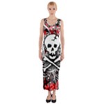 Skull Splatter Fitted Maxi Dress