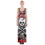 Skull Splatter Thigh Split Maxi Dress