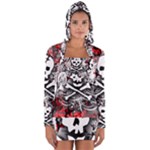 Skull Splatter Long Sleeve Hooded T-shirt