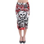 Skull Splatter Midi Pencil Skirt