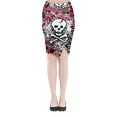 Skull Splatter Midi Wrap Pencil Skirt from ArtsNow.com