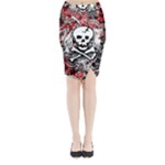 Skull Splatter Midi Wrap Pencil Skirt