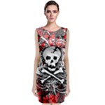 Skull Splatter Sleeveless Velvet Midi Dress