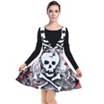 Skull Splatter Plunge Pinafore Dress