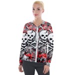 Skull Splatter Velour Zip Up Jacket