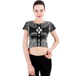 Spider Web Cross Crew Neck Crop Top