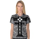 Spider Web Cross V-Neck Sport Mesh Tee