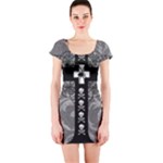 Spider Web Cross Short Sleeve Bodycon Dress