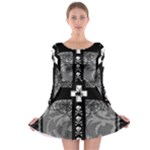 Spider Web Cross Long Sleeve Skater Dress