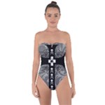 Spider Web Cross Tie Back One Piece Swimsuit