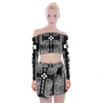 Spider Web Cross Off Shoulder Top with Mini Skirt Set