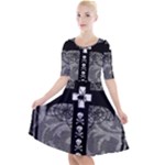 Spider Web Cross Quarter Sleeve A-Line Dress