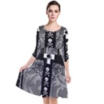 Spider Web Cross Quarter Sleeve Waist Band Dress