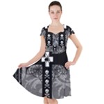 Spider Web Cross Cap Sleeve Midi Dress