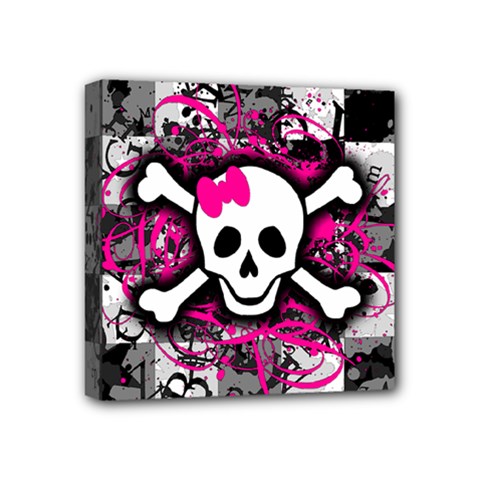 Splatter Girly Skull Mini Canvas 4  x 4  (Stretched) from ArtsNow.com