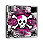 Splatter Girly Skull Mini Canvas 6  x 6  (Stretched)