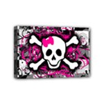 Splatter Girly Skull Mini Canvas 6  x 4  (Stretched)