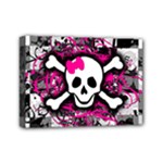 Splatter Girly Skull Mini Canvas 7  x 5  (Stretched)