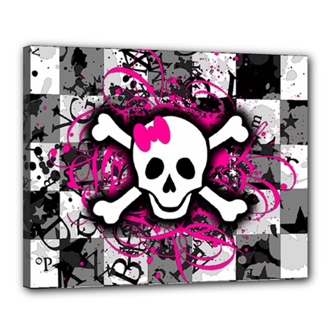 Splatter Girly Skull Canvas 20  x 16  (Stretched) from ArtsNow.com