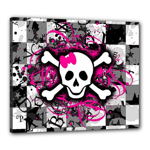 Splatter Girly Skull Canvas 24  x 20  (Stretched) from ArtsNow.com