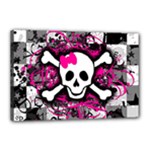 Splatter Girly Skull Canvas 18  x 12  (Stretched)