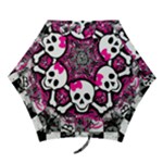 Splatter Girly Skull Mini Folding Umbrella