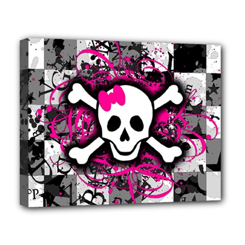 Splatter Girly Skull Deluxe Canvas 20  x 16  (Stretched) from ArtsNow.com