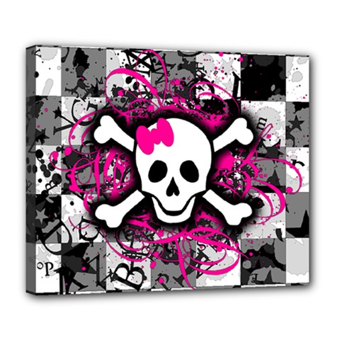Splatter Girly Skull Deluxe Canvas 24  x 20  (Stretched) from ArtsNow.com