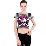 Splatter Girly Skull Crew Neck Crop Top