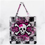 Splatter Girly Skull Grocery Tote Bag