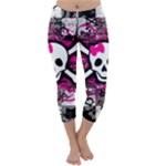 Splatter Girly Skull Capri Winter Leggings 