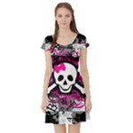 Splatter Girly Skull Short Sleeve Skater Dress