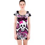 Splatter Girly Skull Short Sleeve Bodycon Dress