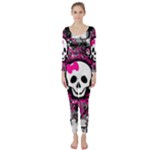 Splatter Girly Skull Long Sleeve Catsuit