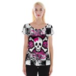 Splatter Girly Skull Cap Sleeve Top