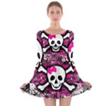 Splatter Girly Skull Long Sleeve Skater Dress