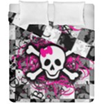 Splatter Girly Skull Duvet Cover Double Side (California King Size)